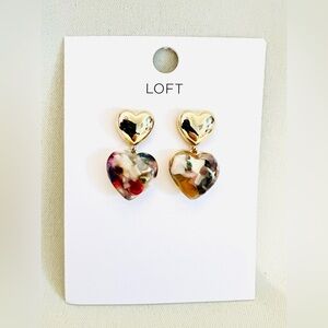LOFT Tortoiseshell Print Puffy Heart Earrings